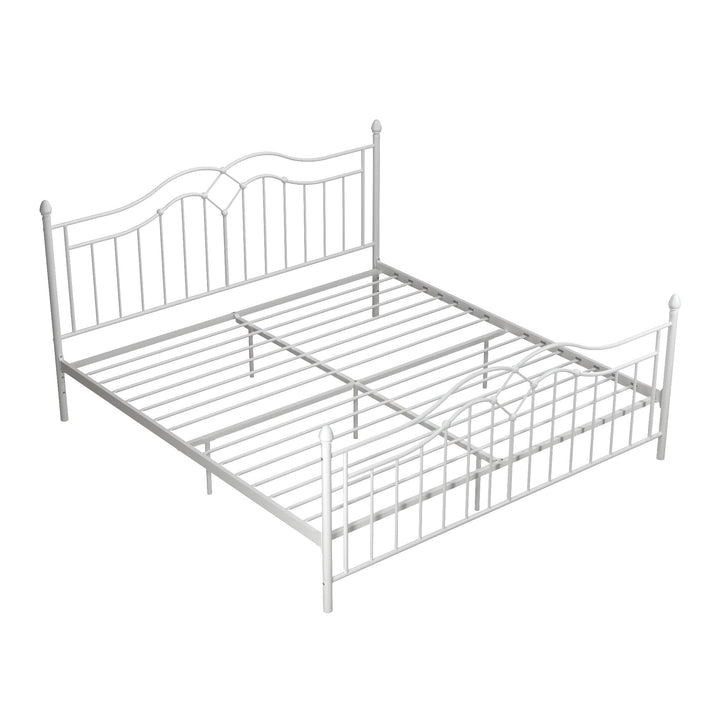 Metal Bed with Sturdy Slats -  White  -  King