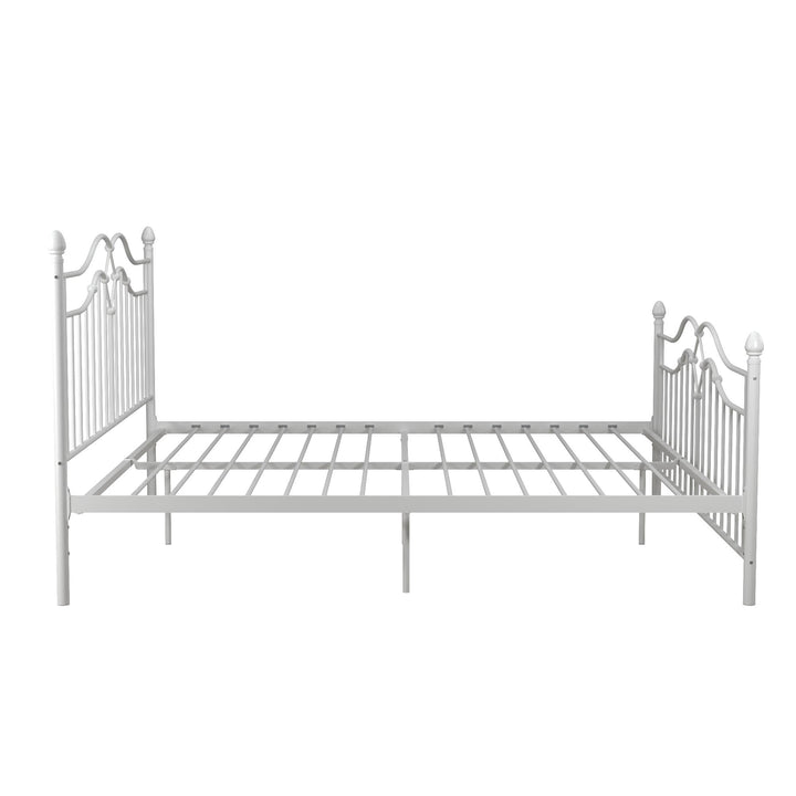 Tokyo Metal Bed with Headboard, Footboard and Metal Slats  -  White  -  King