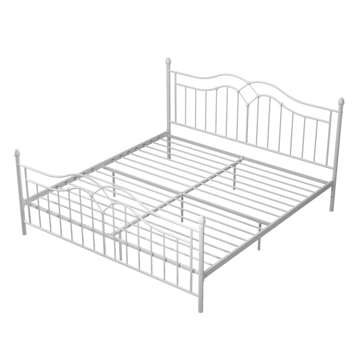 Metal Bed with Footboard and Metal Slats -  White  -  King