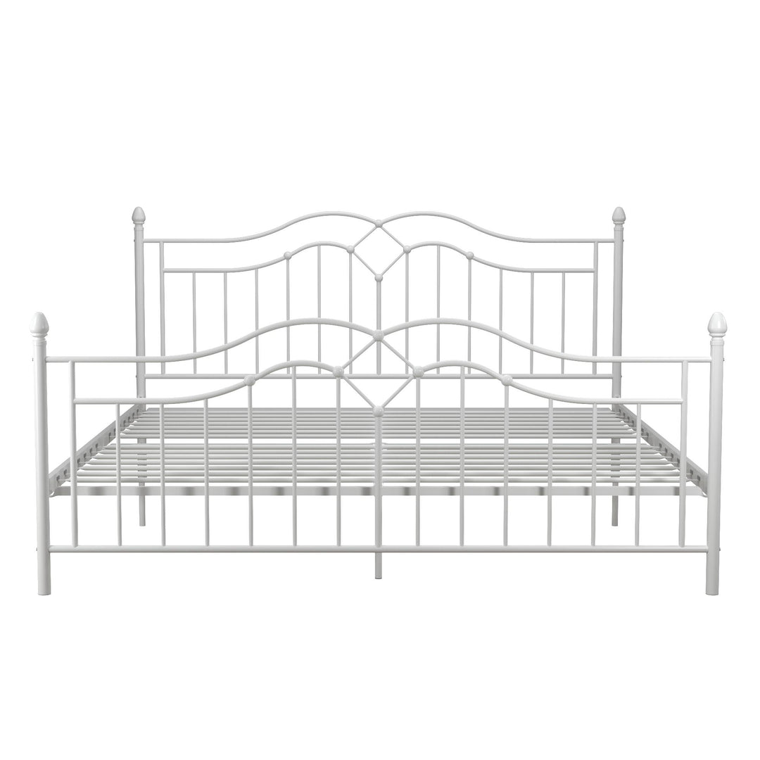 Metal Bed with Headboard and Footboard -  White  -  King