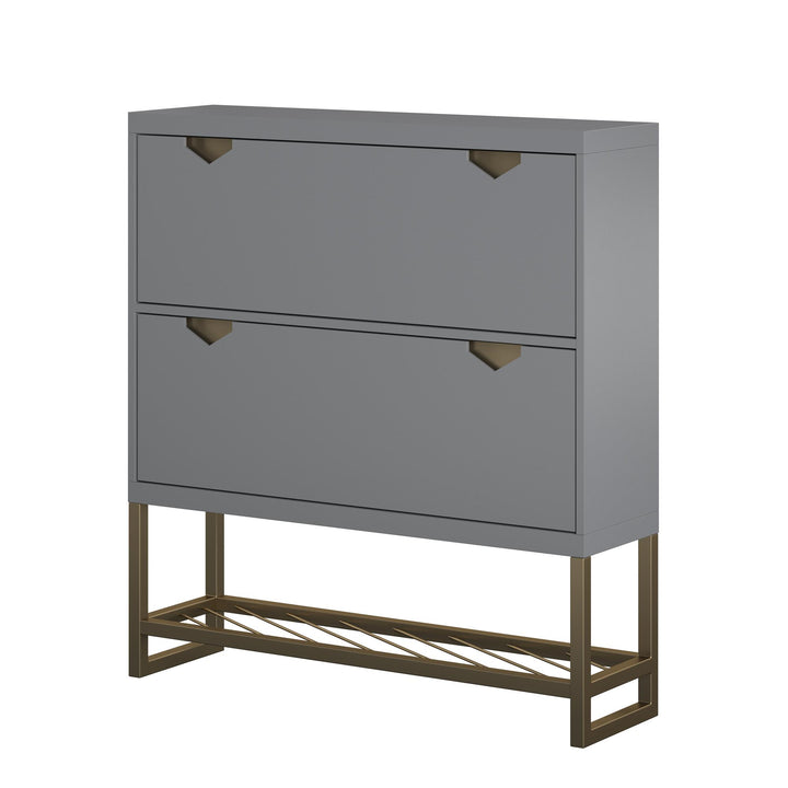 Brielle Entryway Shoe Storage with 2 Fold Out Drawers and a Bottom Shelf - Graphite Grey