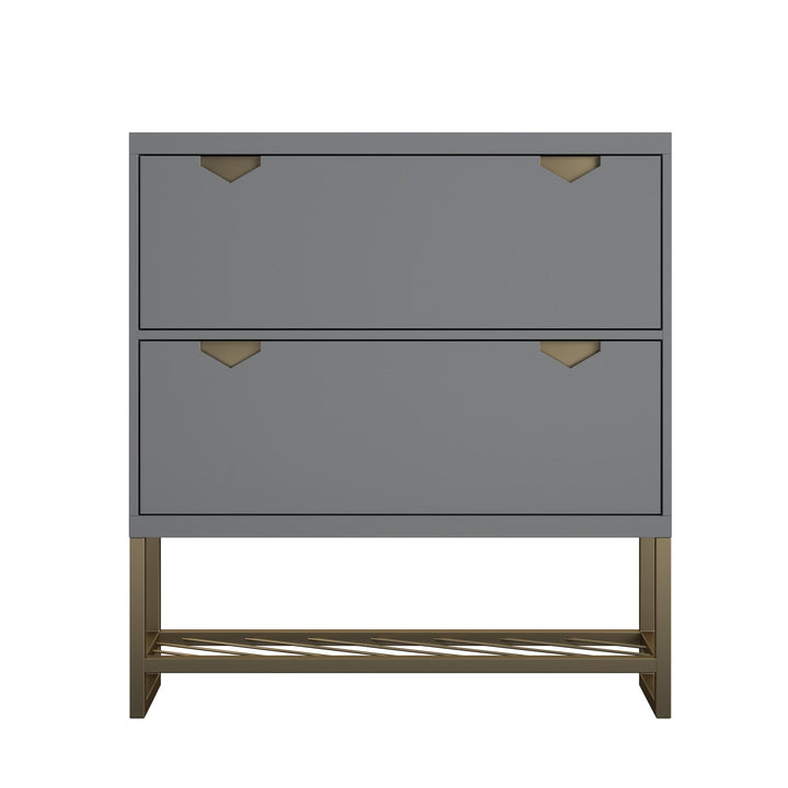 Brielle Entryway Shoe Storage with 2 Fold Out Drawers and a Bottom Shelf  -  Graphite Grey