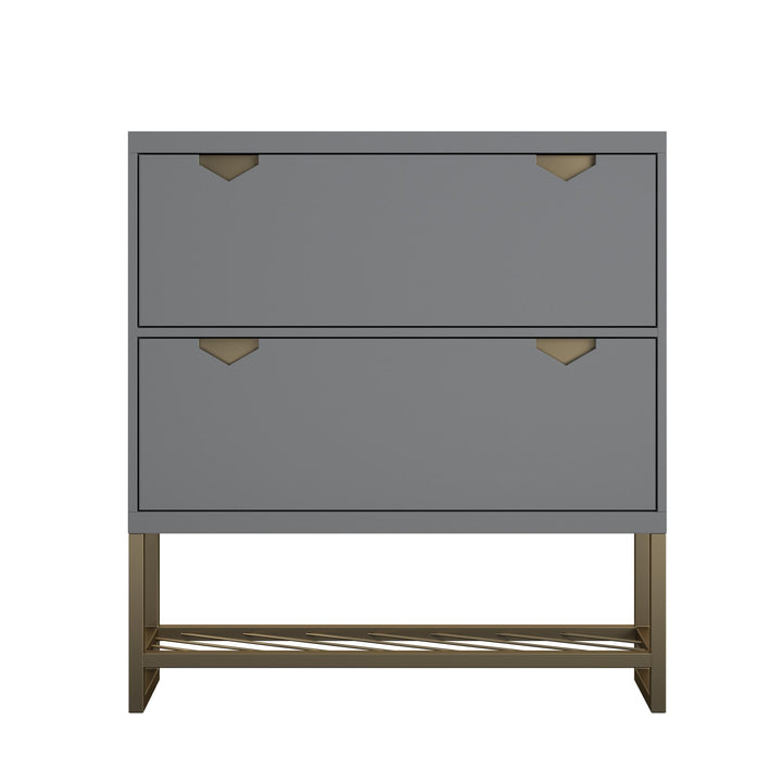 Brielle Entryway Shoe Storage with 2 Fold Out Drawers and a Bottom Shelf - Graphite Grey