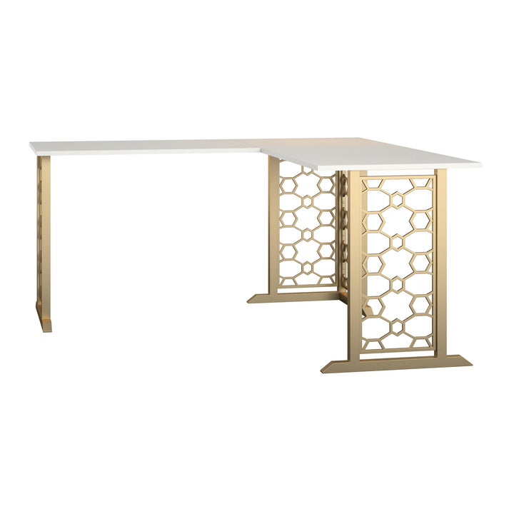 Contemporary L Shaped Desk -  White