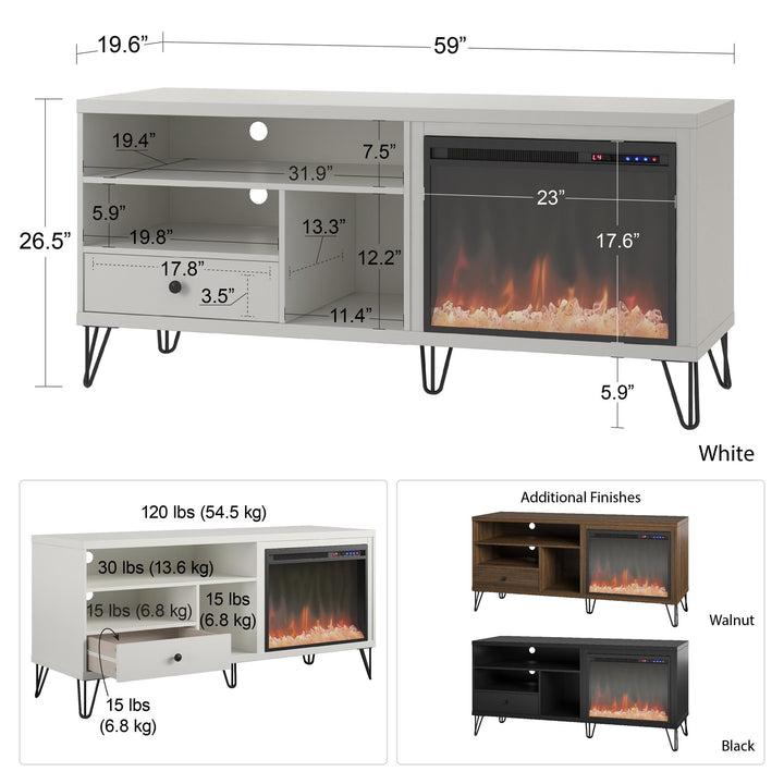 Fireplace stand for 65" TV Owen -  White - N/A
