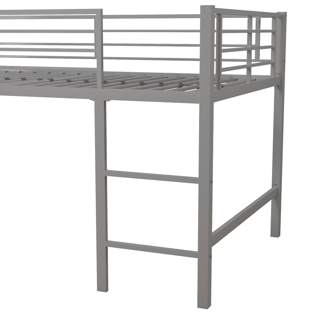 Laurie Junior Loft Bed with Metal Frame and Built-In Slide - Silver / Blue - Twin