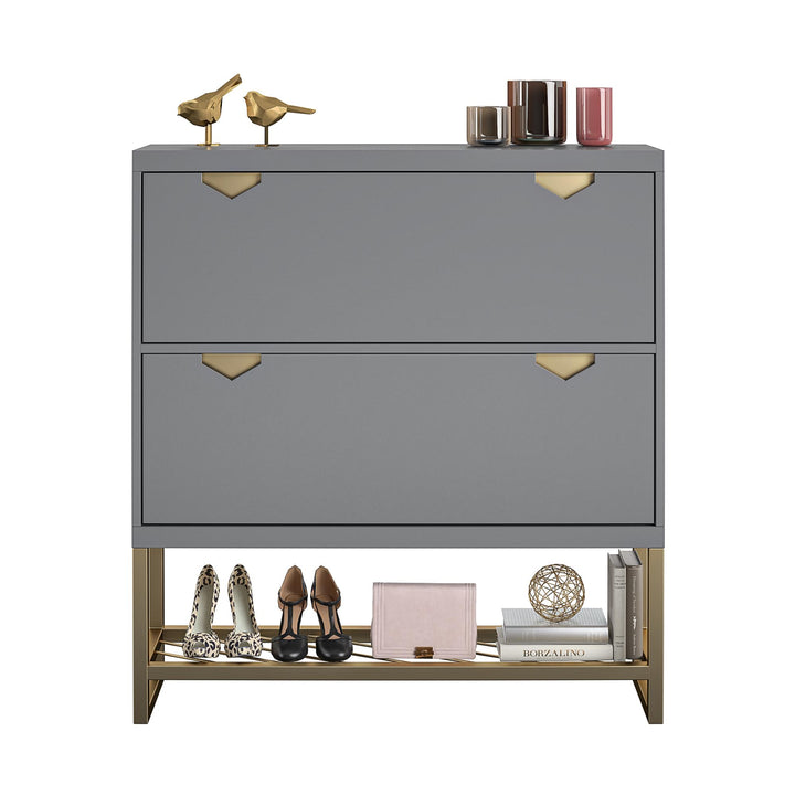Brielle Entryway Shoe Storage with 2 Fold Out Drawers and a Bottom Shelf - Graphite Grey