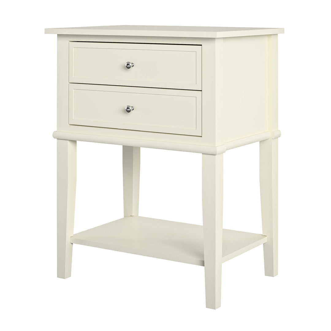 Accent Table with Drawers and Lower Shelf for Home -  White