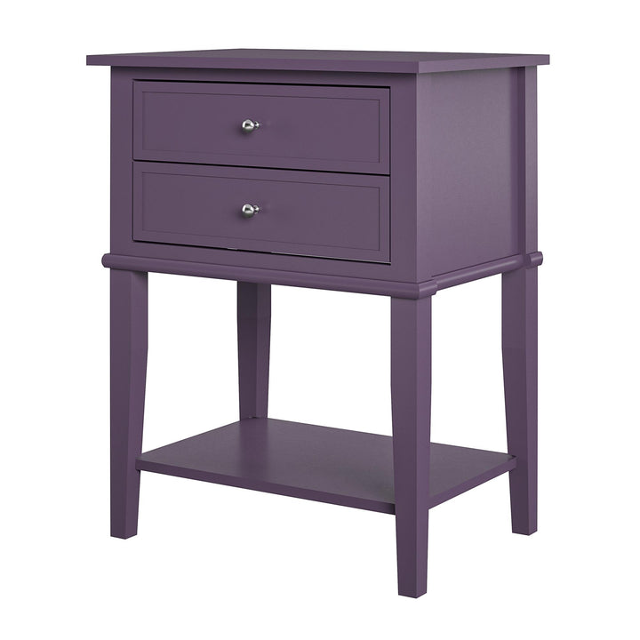 Stylish Accent Table with Lower Shelf for Home -  Purple
