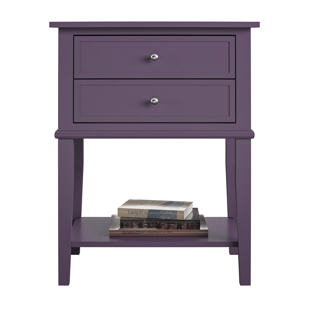 Modern Accent Table with Drawers and Shelf -  Purple