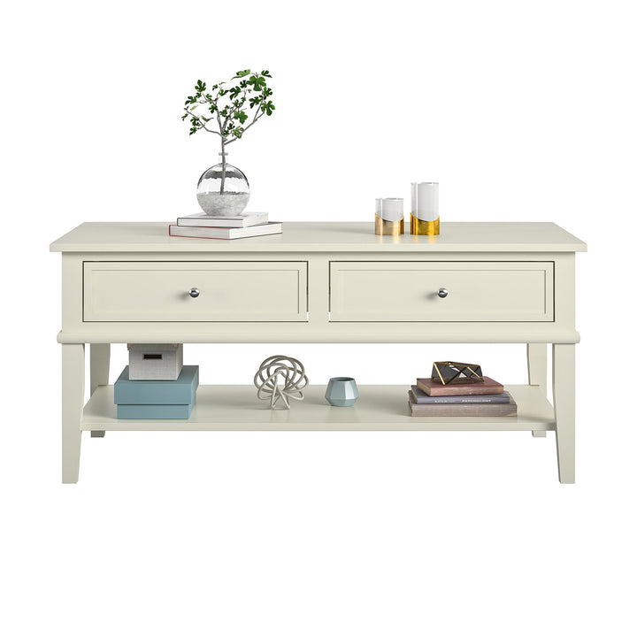 Coffee Table with Drawers for Living Room -  White