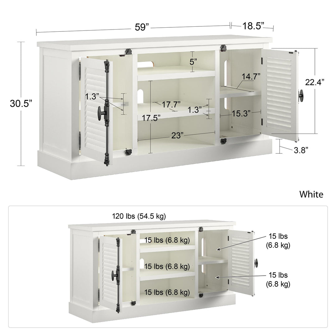 Louver door TV stand -  White
