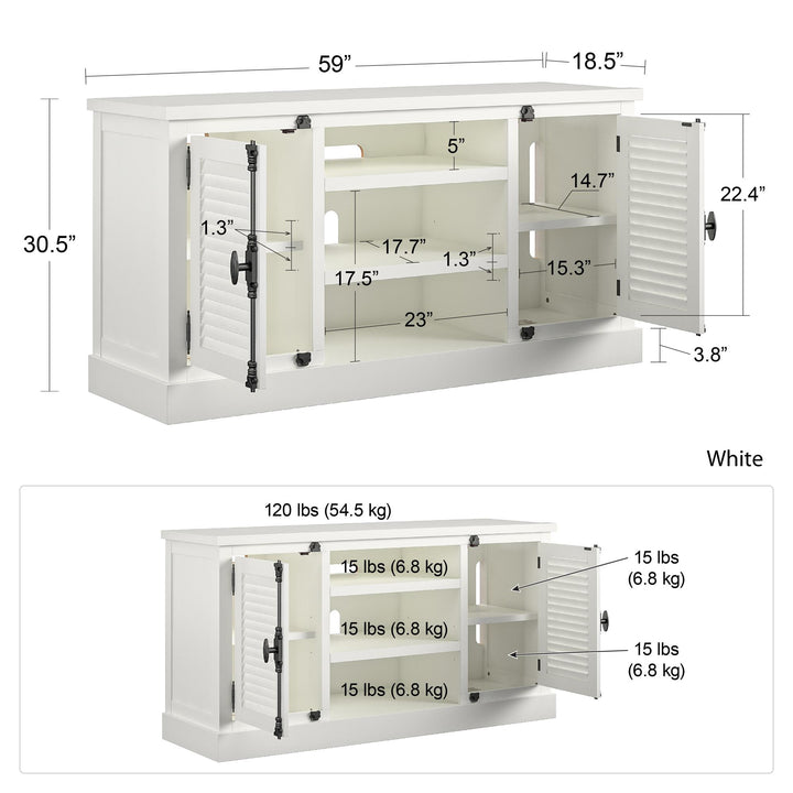 Louver door TV stand -  White