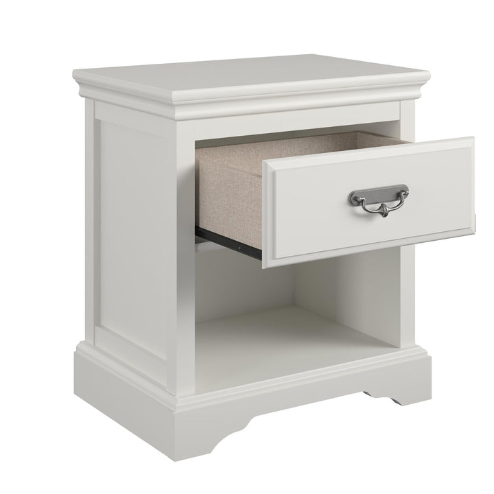 Classic nightstand by Bristol with contemporary moldings -  White