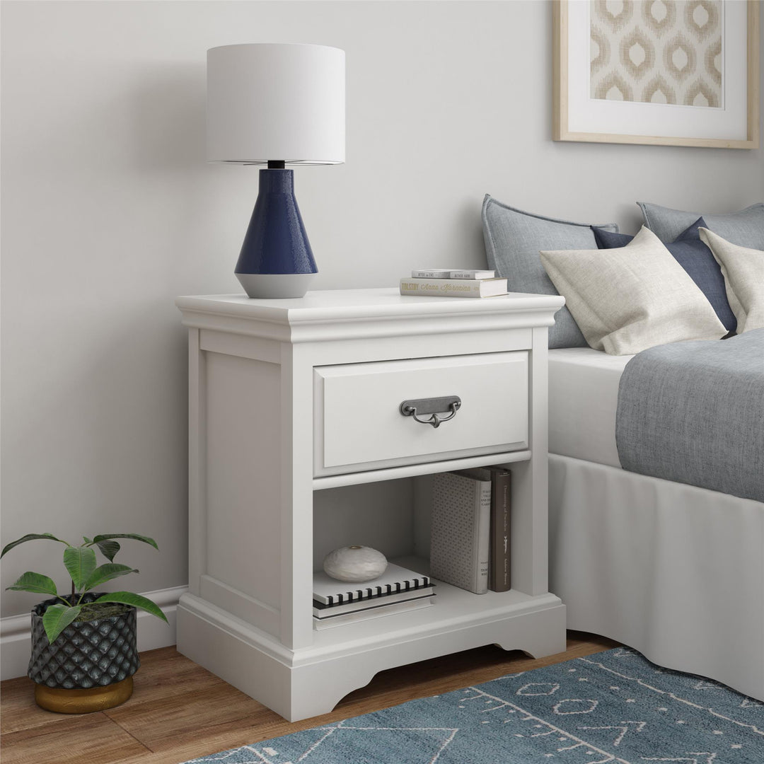 Functional and stylish Bristol nightstand with a single drawer -  White