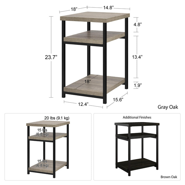End table with metal design -  Brown Oak