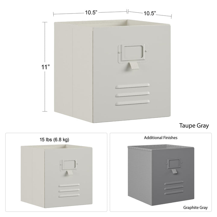 Nova 3 Pack Multipurpose Metal Locker Storage Bins - Graphite Grey