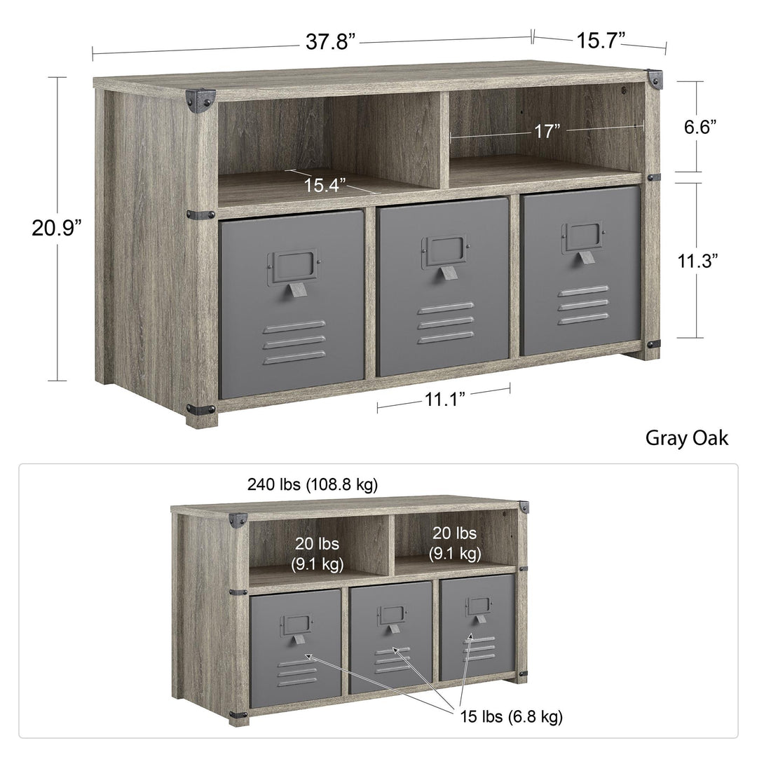 Essential storage bench with metal accents -  Gray Oak