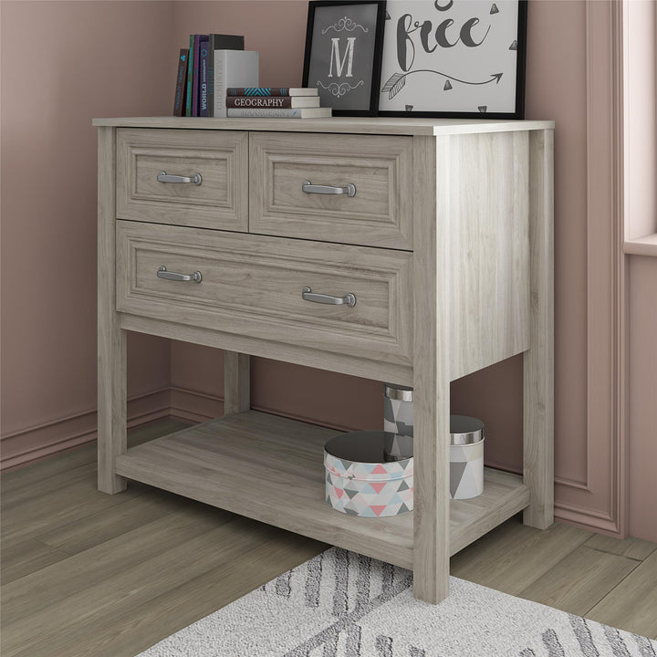 Benefits of dressers with lower shelves -  Light Walnut