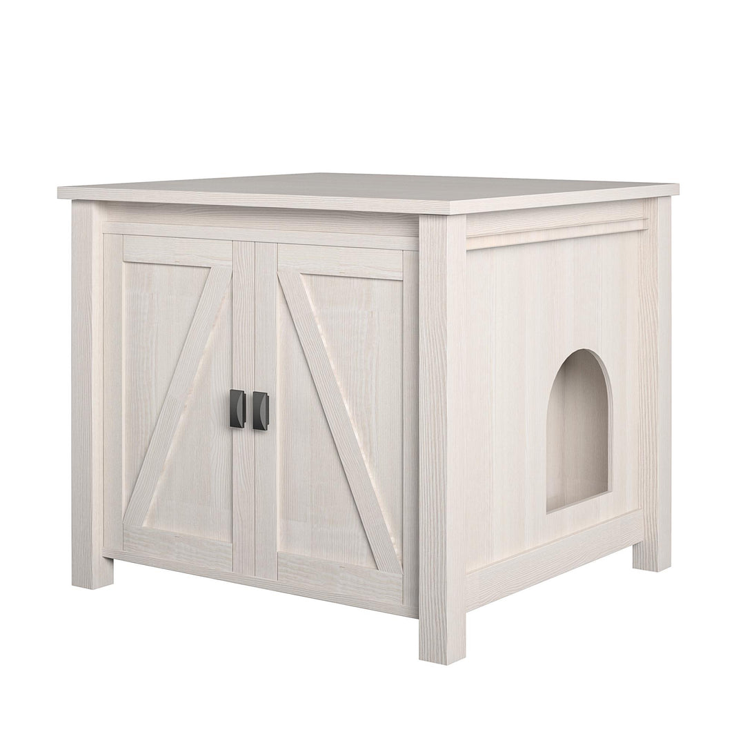 Cat litter box enclosure with rustic design -  Ivory Pine