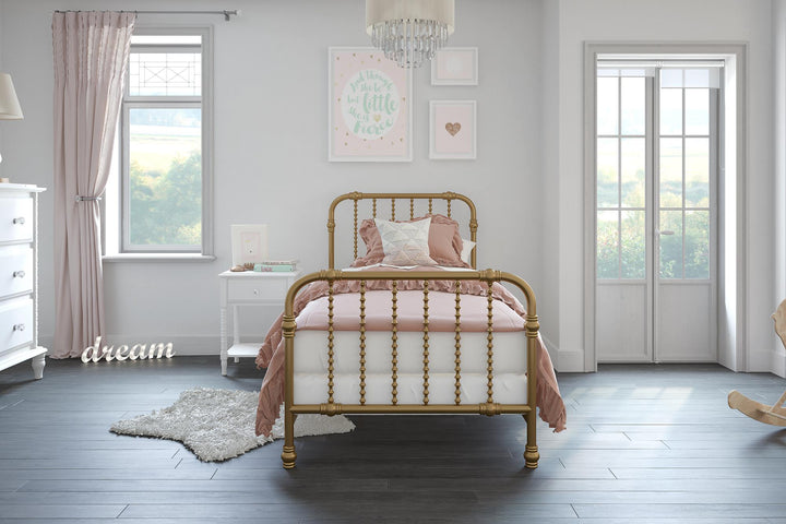 Monarch Hill Wren Metal Bed with Curved Scrollwork Design - Gold - Twin
