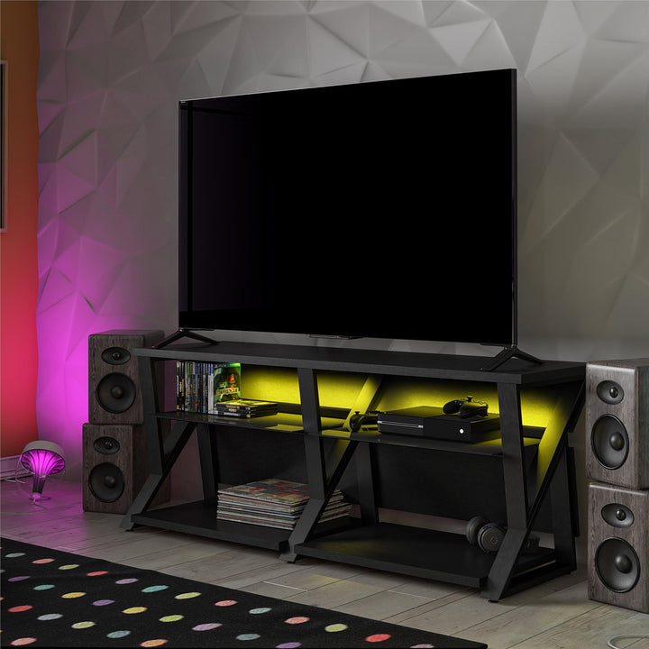 Genesis Gaming TV Stand for TVs up to 70 Inch with LED Lights - Black