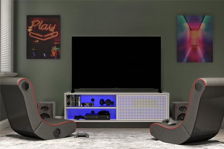 Glitch Gaming TV Stand for TVs up to 60 Inch with LED Lights - White