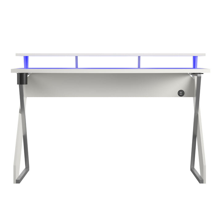 Xtreme Gaming Desk with Riser and LED Lights  -  White
