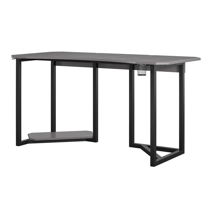 Functional Curved Gaming Desk with CPU Stand -  Gray