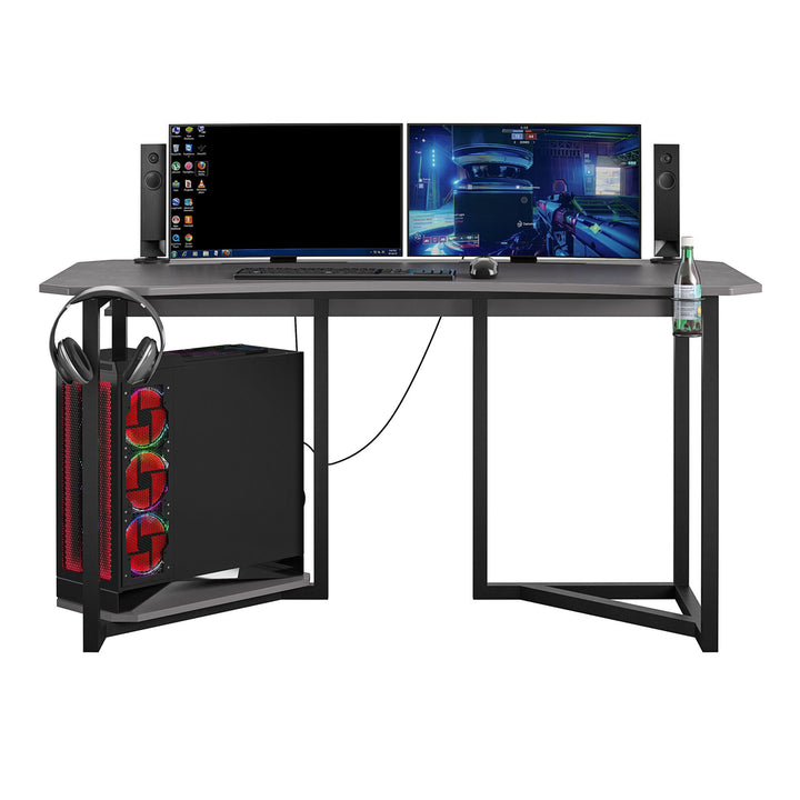 Gaming Desk Workstation with CPU Stand -  Gray