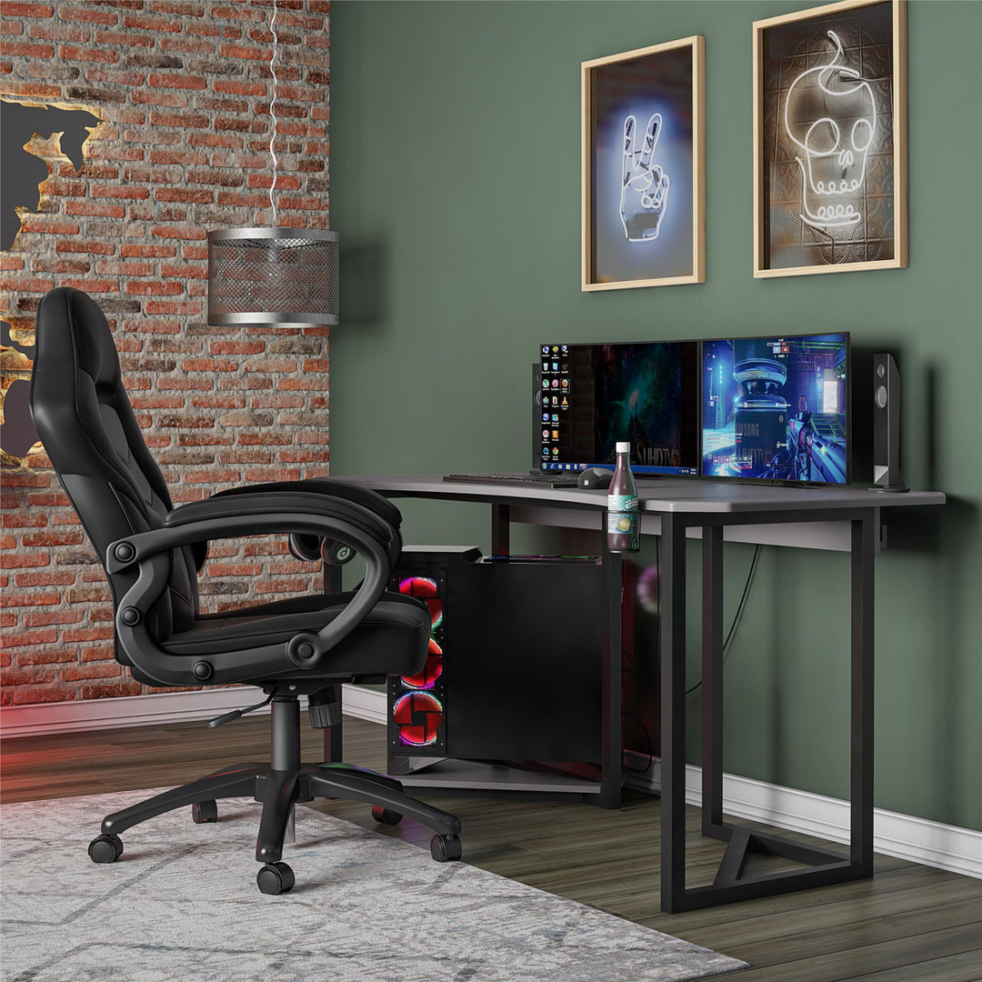 Quest Curved Gaming Desk Workstation -  Gray