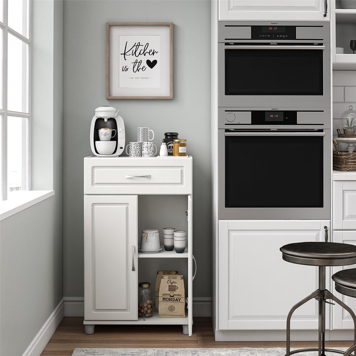 Kendall 24 Inch Multipurpose 2 Door Base Storage Cabinet with Drawer - White