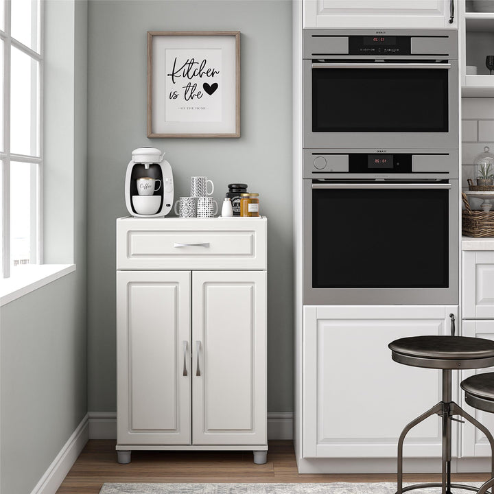 Kendall 24 Inch Multipurpose 2 Door Base Storage Cabinet with Drawer - White