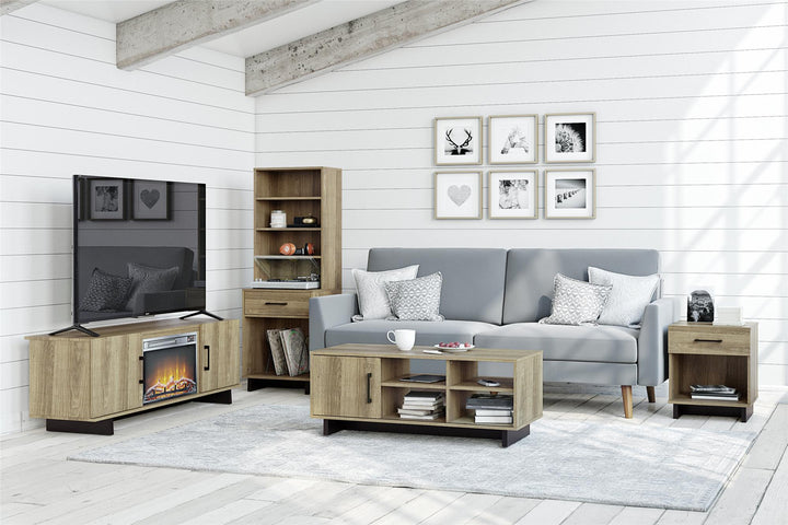 TV unit with fireplace -  Golden Oak
