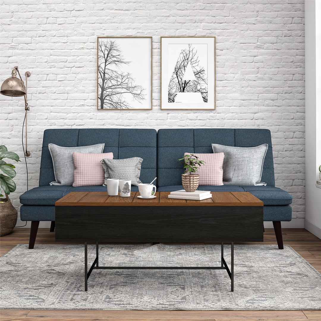 Reznor Lift-Top Coffee Table with Storage and Metal Frame - Black Oak