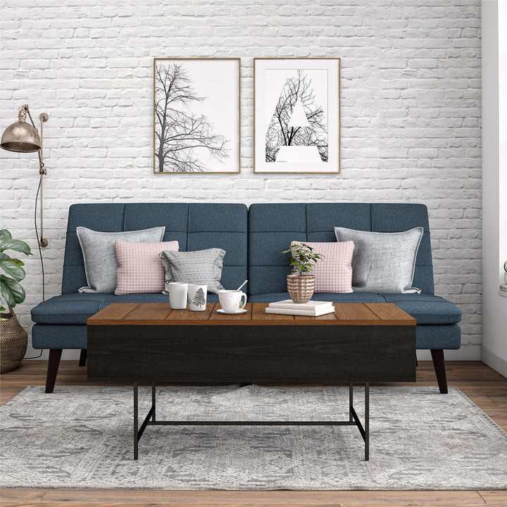 Reznor Lift-Top Coffee Table with Storage and Metal Frame - Black Oak
