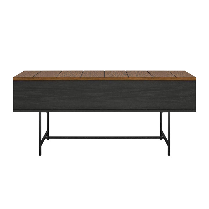 Reznor Lift-Top Coffee Table with Storage and Metal Frame - Black Oak