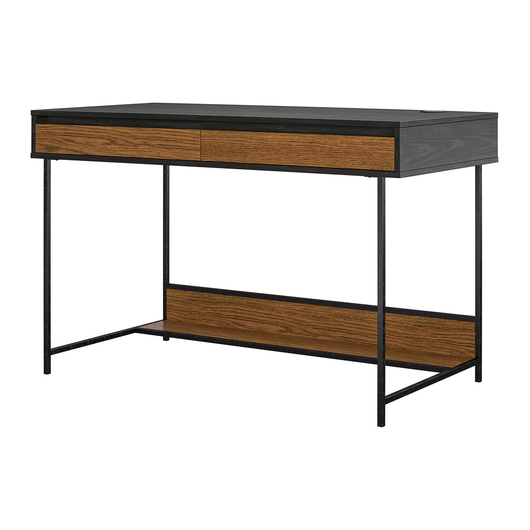 Modern desk with charger -  Black Oak