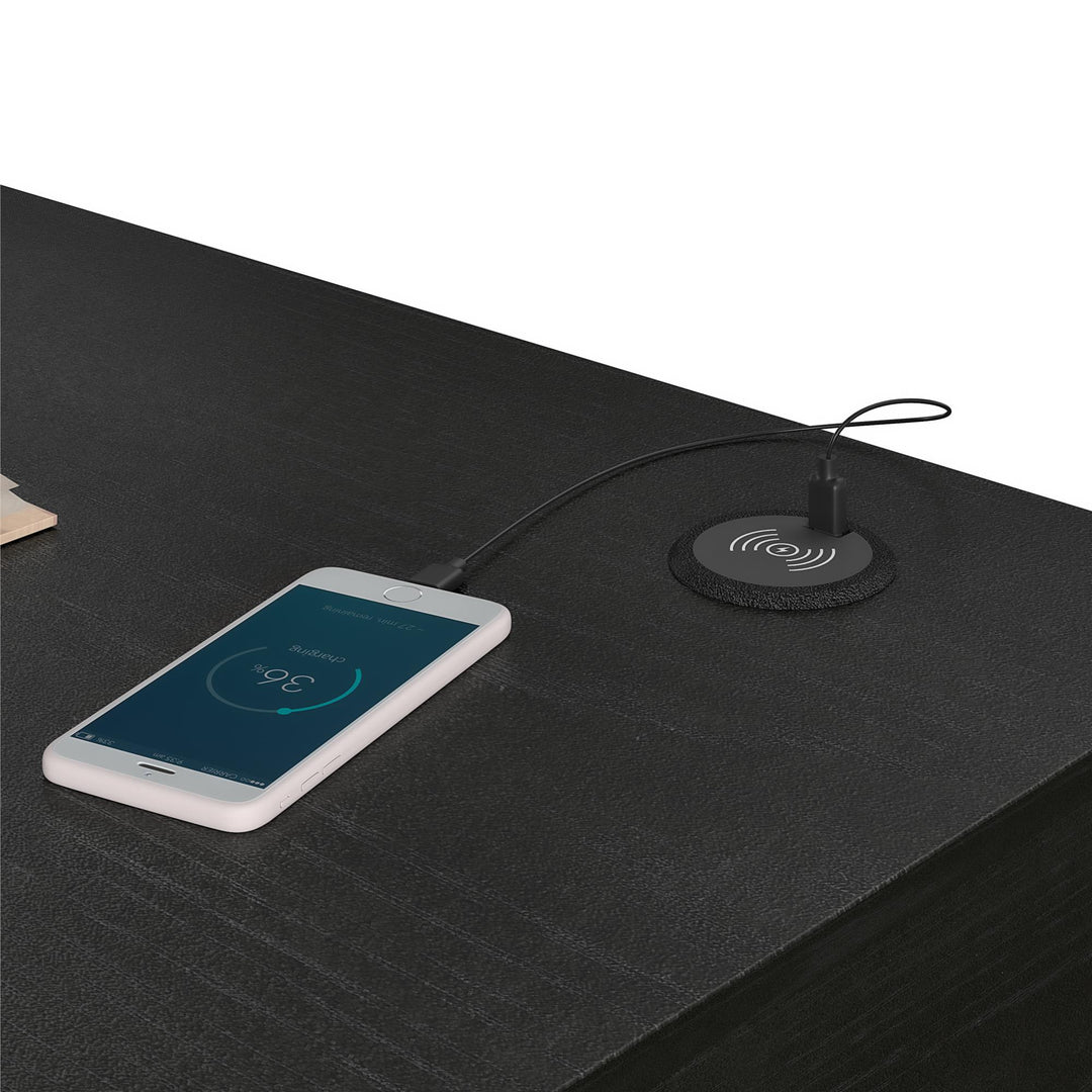 Desk with integrated charging -  Black Oak