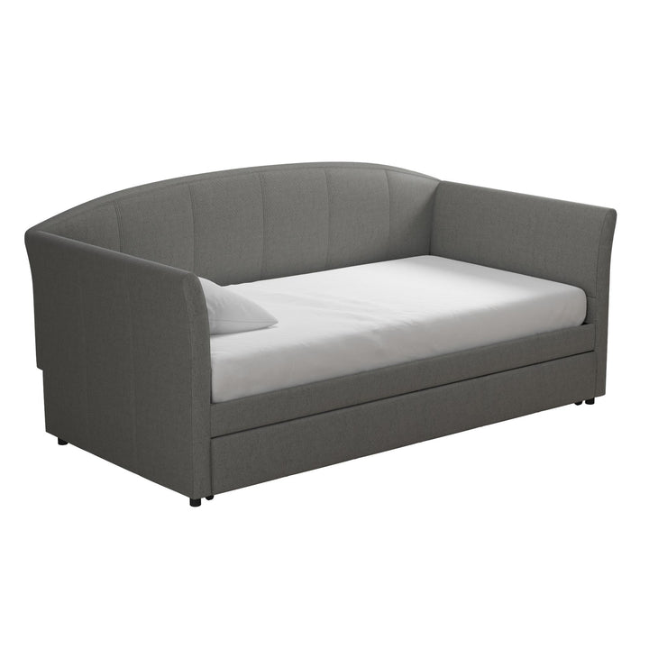 Upholstered Halle Daybed with Faux Leather -  Gray  -  Twin