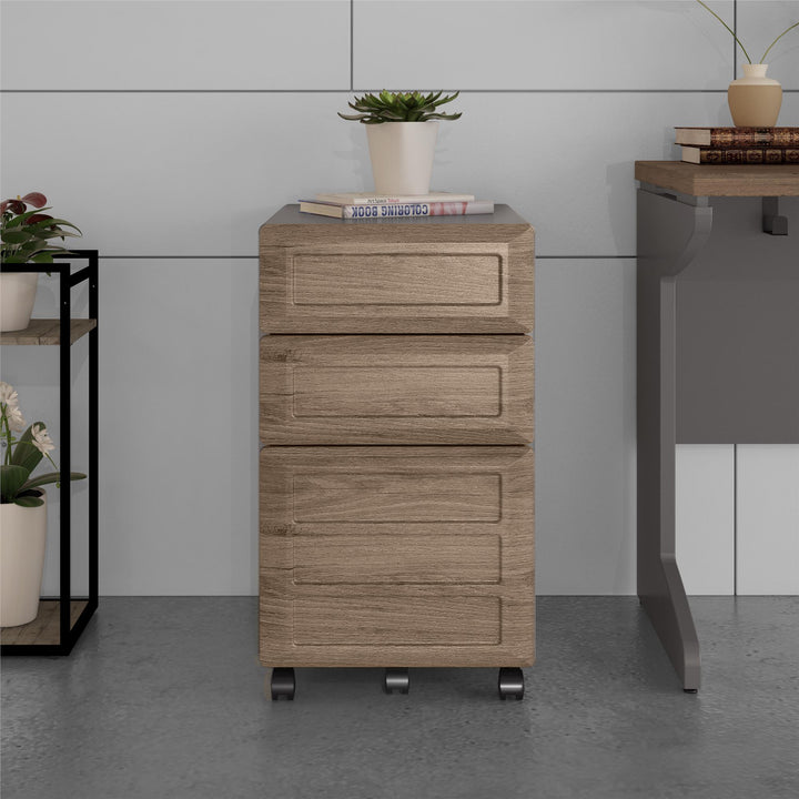 Pursuit Mobile Cabinet for office storage -  Rustic Oak