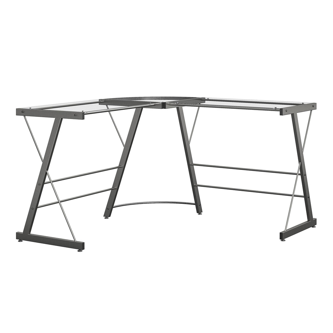 Modern glass L-Shaped Desk - Gray