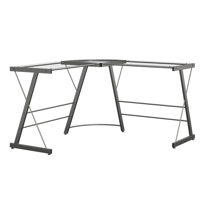 Modern glass L-Shaped Desk - Gray