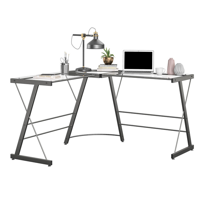 Space-Saving L-Shaped Desk - Gray