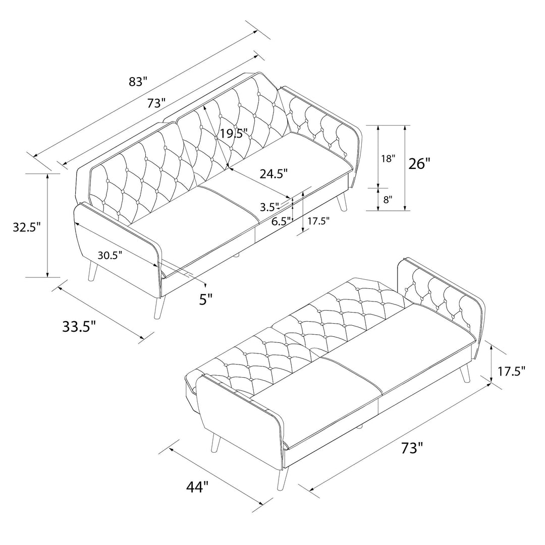 Tallulah Memory Foam Futon - Grey Velvet