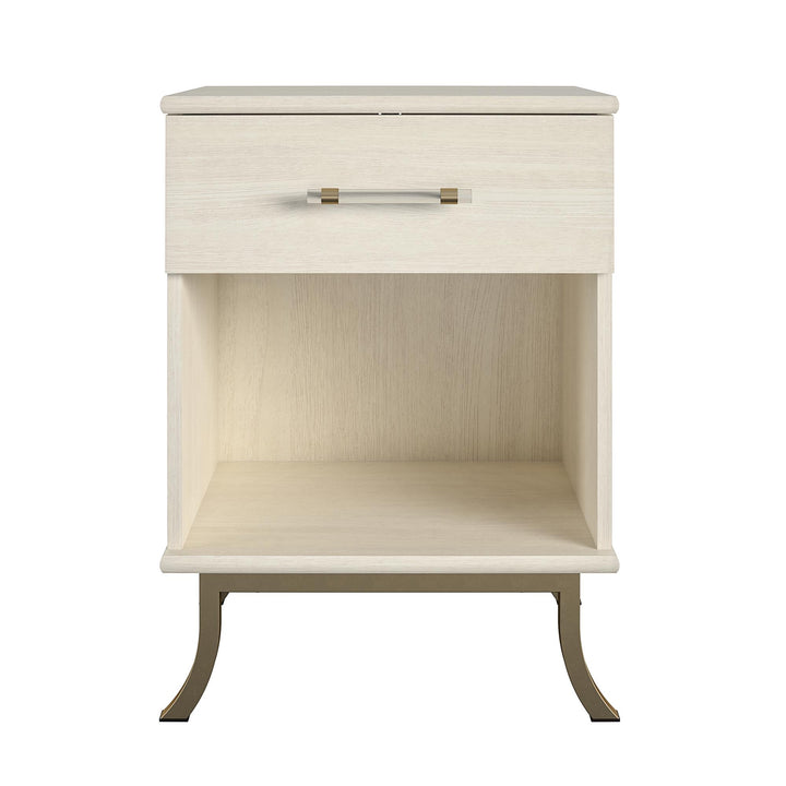 Monarch Hill Clementine White Nightstand with 1 Drawer  -  Ivory Oak