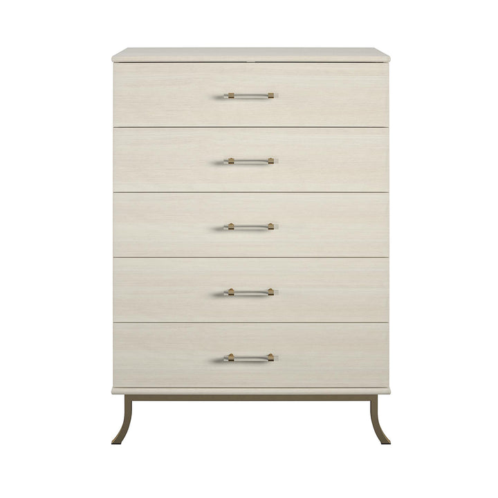 Monarch Hill Clementine 5 Drawer Dresser with Clear Acrylic Handles  -  Ivory Oak