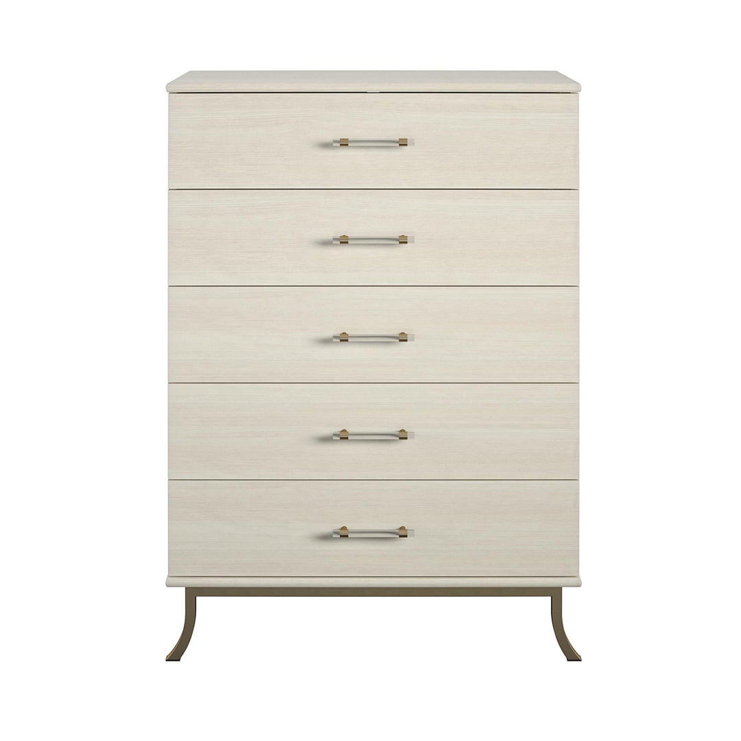 Monarch Hill Clementine 5 Drawer Dresser with Clear Acrylic Handles  -  Ivory Oak