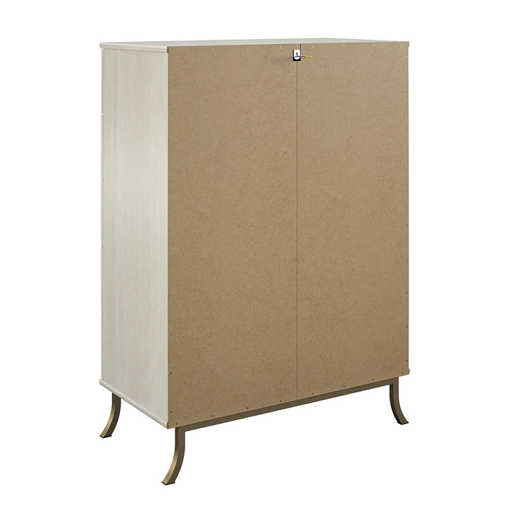 Modern 5 Drawer Dresser Acrylic Handles -  Ivory Oak