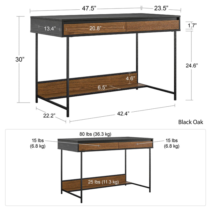Computer desk wireless charging -  Black Oak
